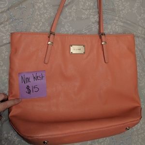 Nine West Coral Pink Tote Shoulder Bag Purse